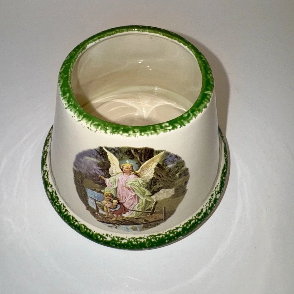 Vintage Guardian Angel Ceramic‎ Candle Shade Topper Boy Girl Bridge